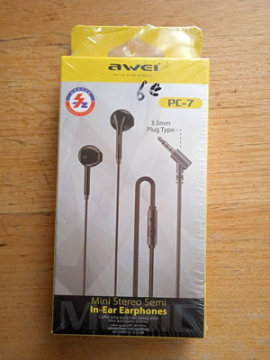 Awei PC-7 ακουστικά καινούργια, 3.5mm jack με μικρόφωνο και κουμπί ελέγχου