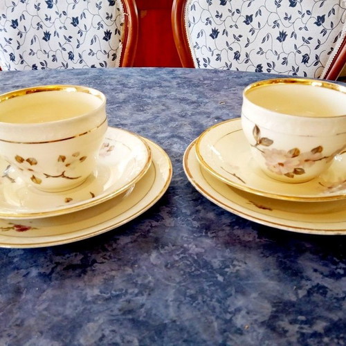 Vintage set of two Danish Kobenhavns Maleri porcelain cups 1930