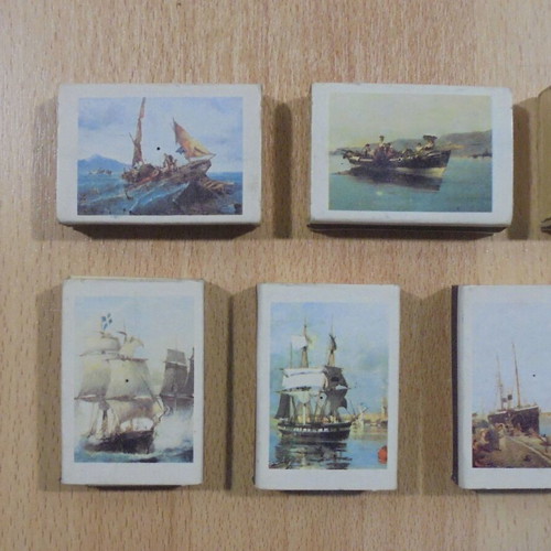 Greek Monopoly Konstantinos Volanakis artworks used collection of 11 old empty matchboxes