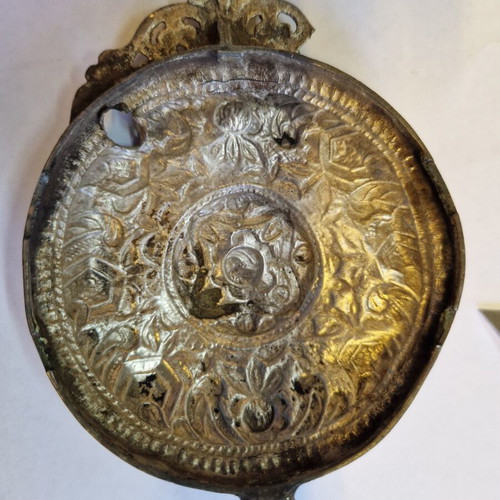 Vintage half belt buckle hand carved high grade silver used