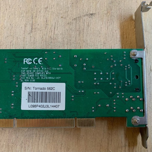 Tornado 562C modem-fax card used with sound card