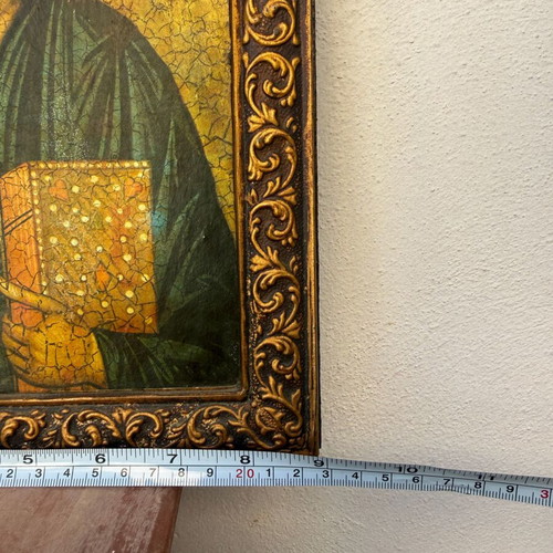 Vintage Byzantine Icon Jesus Christ Pantokrator used with Patina 28x23 cm