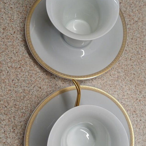 Versace Rosenthal Médaillon Méandre D'Or espresso cup set, porcelain, 2 pcs