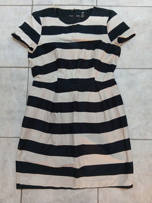 H&M dress size 42, dark blue and white stripes
