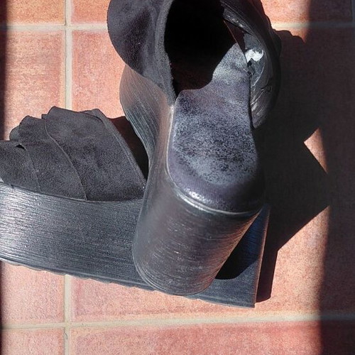 Black platform shoes used, size 37, suede imitation