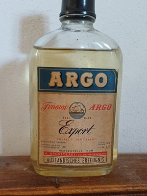 Argo Export Tsipouro vintage bottle by A. Apostolaki, like new