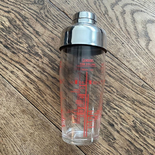 Vintage Gordon's glass shaker with plastic lid used