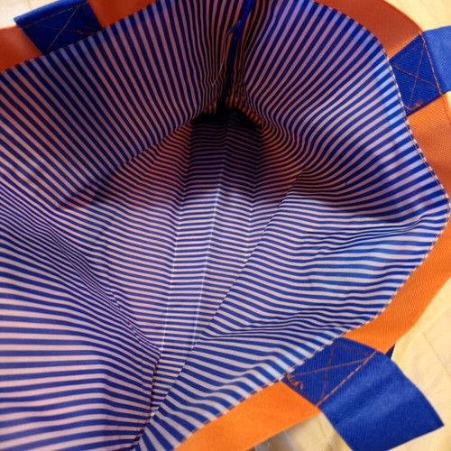 VICHY Beach Tote orange with striped lining new and unused