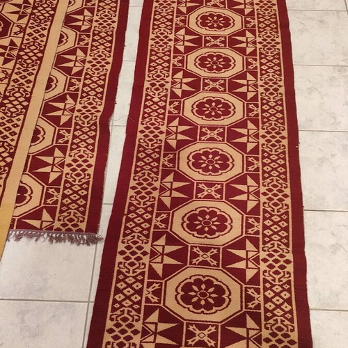 Wool rug runner set like new, 3 pieces burgundy-beige