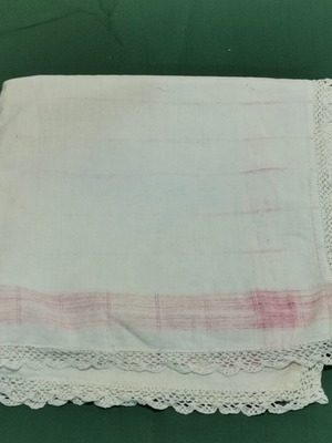 Lace tablecloth used, handwoven, 1940s vintage