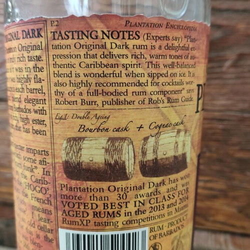 Plantation Original Dark Rum bottle used