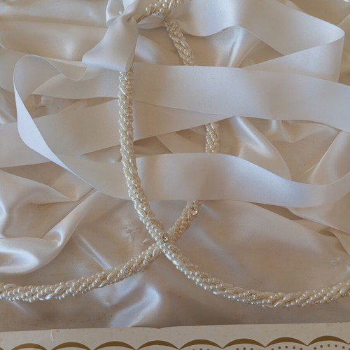 Wedding Stefana with pearls and Swarovski stones, new, white color