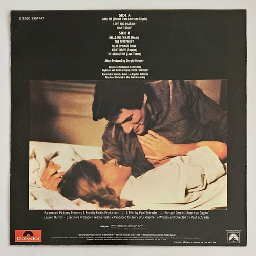 American Gigolo Original Soundtrack vinyl used 1980 Greek pressing