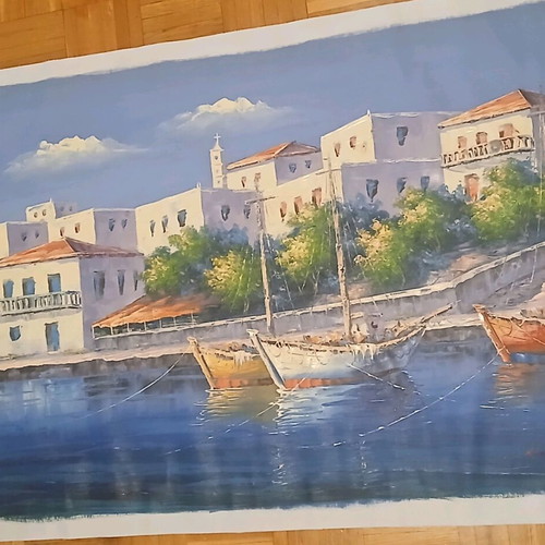 Oil painting on canvas new with Greek island landscape