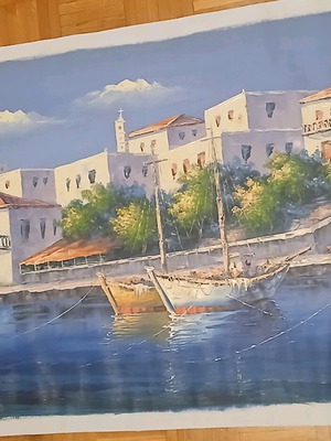 Oil painting on canvas new with Greek island landscape