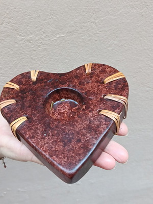 Heart Candle Holder Vintage Ceramic collectible used