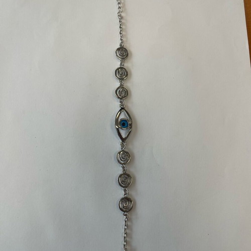 Evil Eye Bracelet with Ancient Greek Elements new, metal, blue and silver