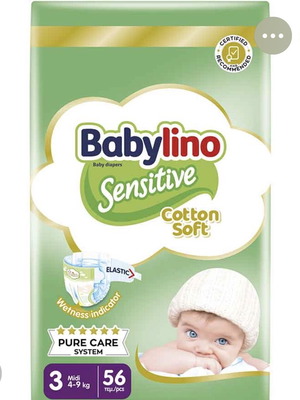 Babylino Sensitive 3 καινούργιο, 3 συσκευασίες των 56 τεμαχίων