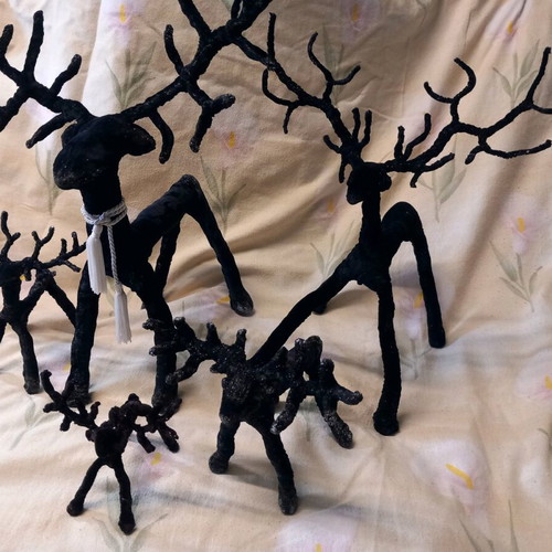 Christmas reindeer handmade used, set of 5 pieces