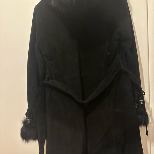 Fidele black coat with synthetic fur like new, size M