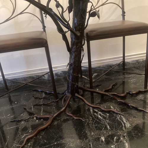 Handmade iron and crystal dining set, unique piece