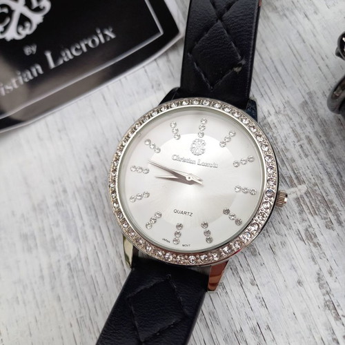 Christian Lacroix women's watch new with black leather strap