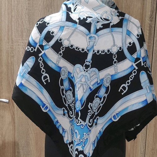 AIGNER silk scarf like new, white and blue