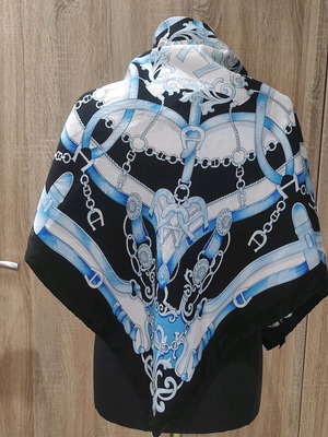 AIGNER silk scarf like new, white and blue