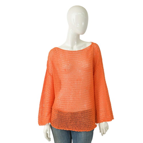 Vicolo orange women's blouse used, knitted open lightweight top