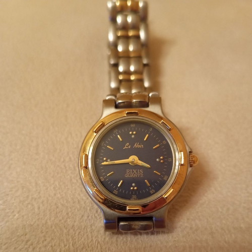 Le Noir Elxis women's wristwatch used, quartz, waterproof, silver with 18k gold