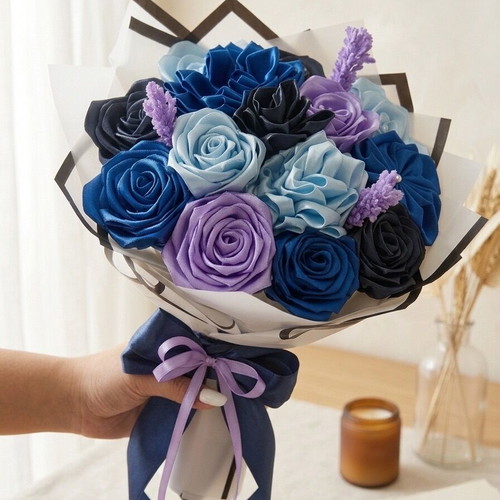 Handmade satin flower bouquet made to order