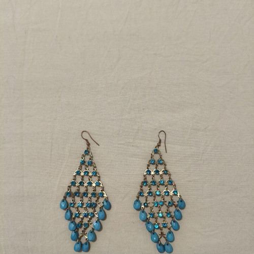 Vintage Boho Chandelier Earrings with Turquoise Stones like new
