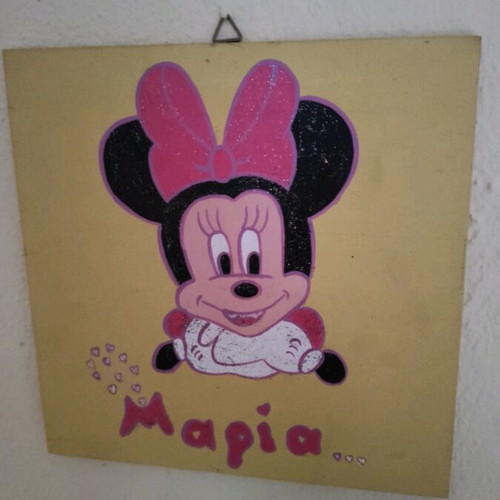 Handmade Mini Mouse painting frame with glitter markers new