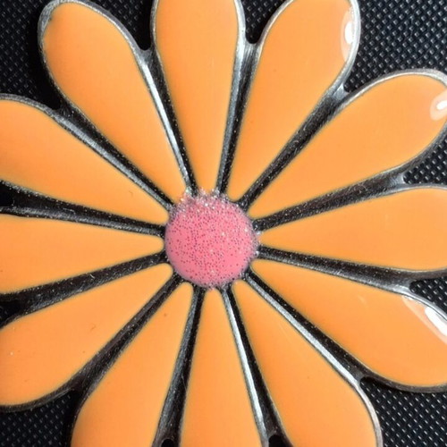 Metal Daisy Earrings like new, multicolor, 6cm diameter