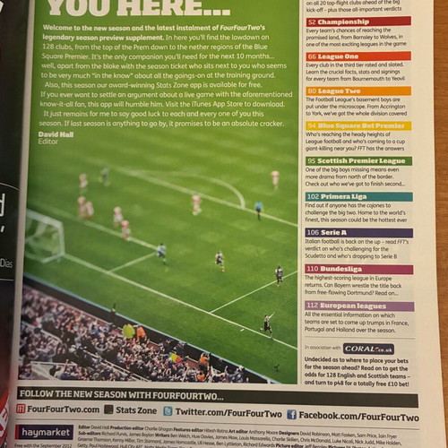 FourFourTwo Season Preview 2012-13 like new, English leagues