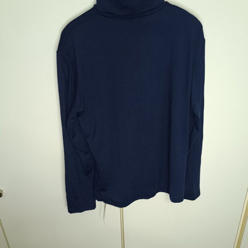 Navy Blue Mock-Neck Top new in minimal line with soft-touch fabric