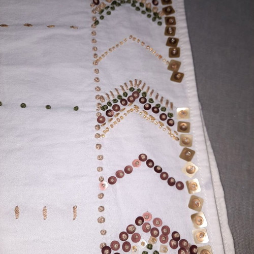 Alain Manoukian vintage skirt used, cotton ivory with sequins and beads