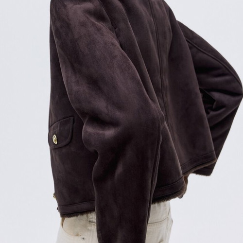 H&M jacket short brown XXL new with fluffy texture