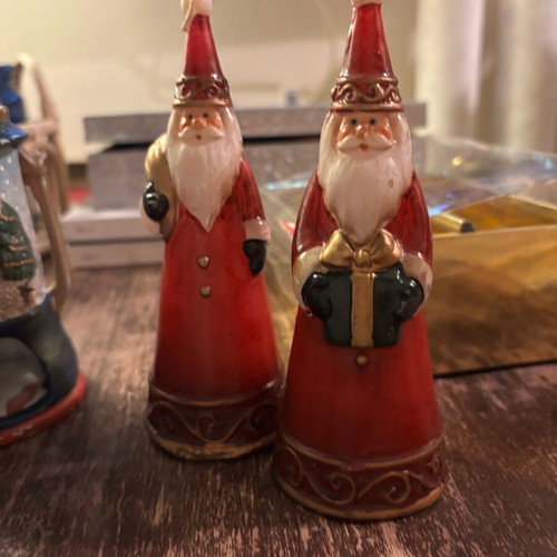 Santa Claus candles and ceramic lantern lightly used