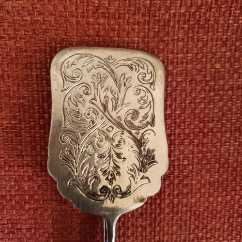 Serving tongs vintage used, silver engraved