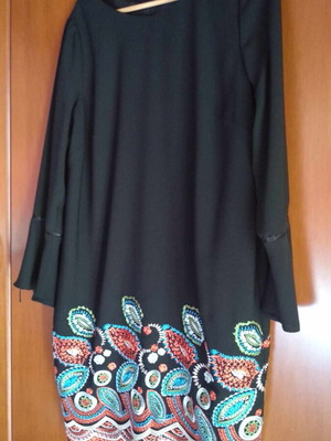 Vener women's dress new with embroidery hem black size 6XL