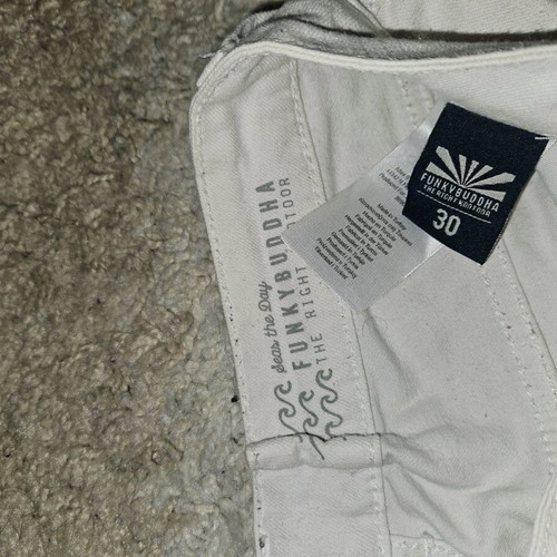 Funky Buddha white denim pants used with rips size L