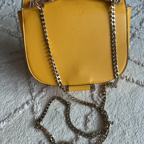 H&M yellow shoulder bag with metal chain used