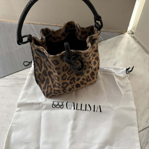 Callista leather bucket bag with leopard print new with certificate