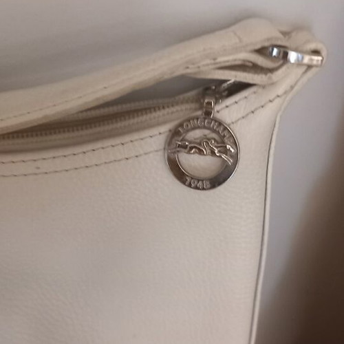 Longchamp shoulder bag used, white leather, soft quality