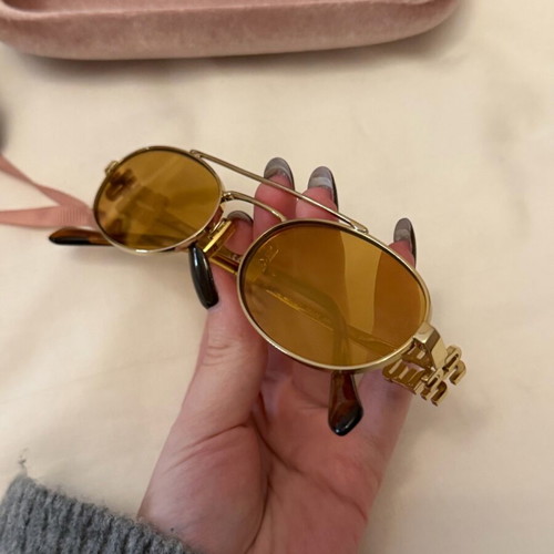 Miu Miu sunglasses, gold, with case, pouch and box