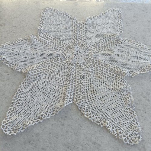 Handmade crochet doily 75 cm diameter, used cotton yarn