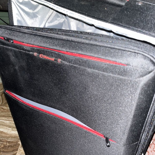 Diplomat large fabric suitcase like new, black with red details