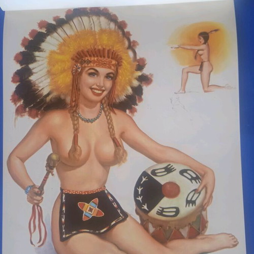 Lithograph calendar 1957 used, good condition