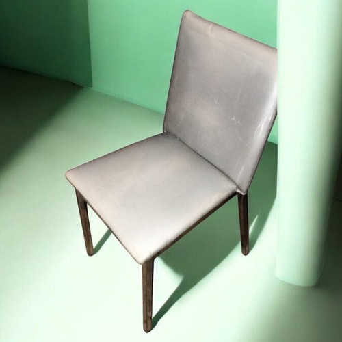 Metal chairs with grey leather mexil used